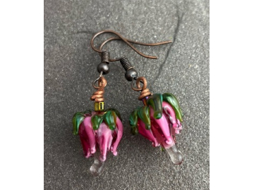 Pink lotus earrings