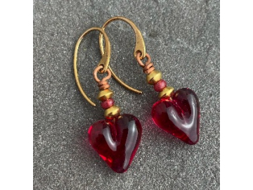 Rosy red sweetheart earrings